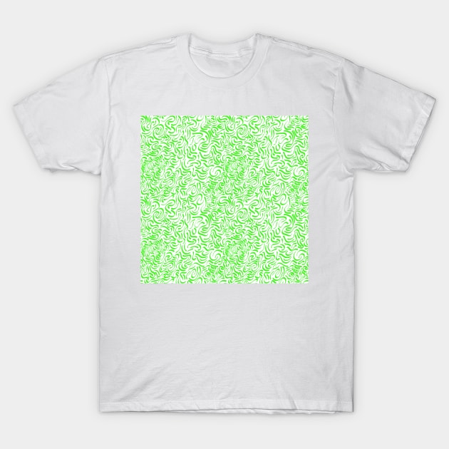 Green Curves on a White Background T-Shirt by Minervalus-Art